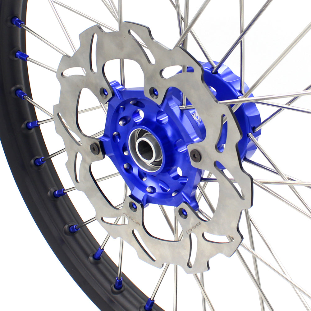 KKE 1.6*21 2.15*18 Enduro Wheels Set for SUZUKI DRZ400 00-04 DRZ400E 00-07 DRZ400S 00-18 Blue Nipple Black Spoke - KKE Racing