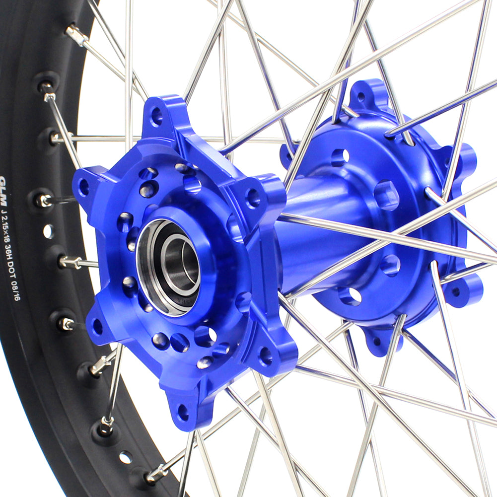 KKE 21 & 18 Enduro Wheels Set for SUZUKI DRZ400  00-04 DRZ400E 00-07 DRZ400S 00-18 Blue CNC Hub Black Rims - KKE Racing