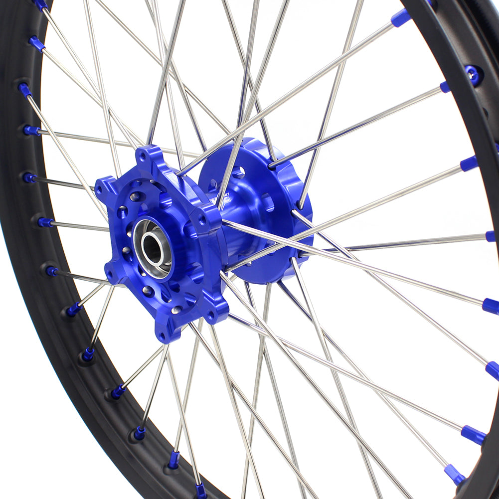 KKE 1.6*21 2.15*18 Enduro Wheels Set for SUZUKI DRZ400 00-04 DRZ400E 00-07 DRZ400S 00-18 Blue Nipple Black Spoke - KKE Racing