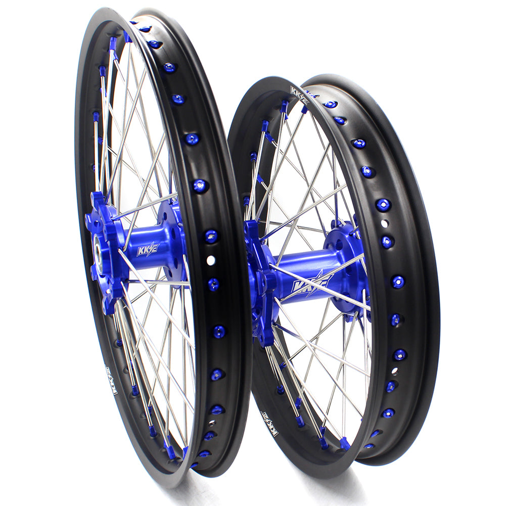 KKE 21 & 18 Inch Enduro Wheels Set for SUZUKI DRZ400SM 2005-2018 Blue Nipple Complete Rims - KKE Racing