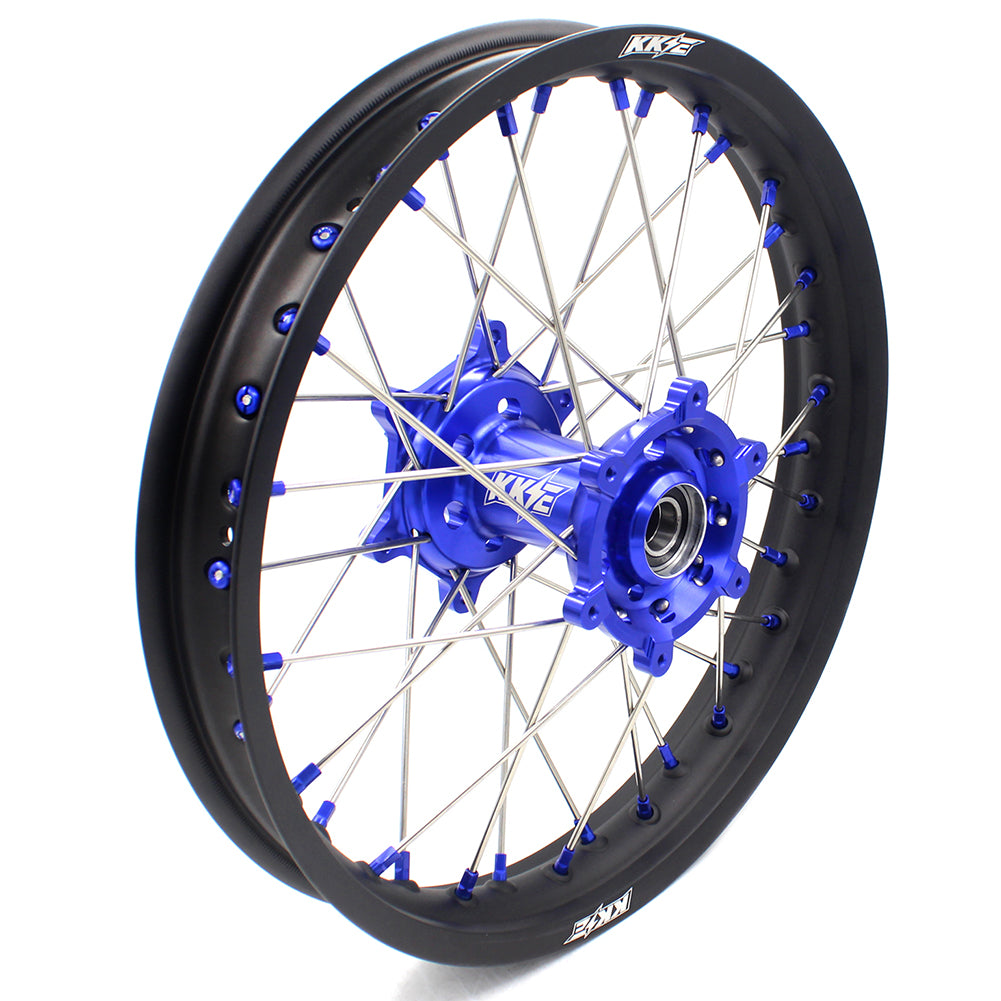 KKE 1.6*21 2.15*18 Enduro Wheels Set for SUZUKI DRZ400 00-04 DRZ400E 00-07 DRZ400S 00-18 Blue Nipple Black Spoke - KKE Racing
