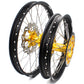 KKE 21 & 18 CNC SPOKED ENDURO WHEELS RIMS SET FOR SUZUKI DRZ400 00-04 DRZ400E 00-07 DRZ400S 00-18 GOLD HUB BLACK RIM - KKE Racing