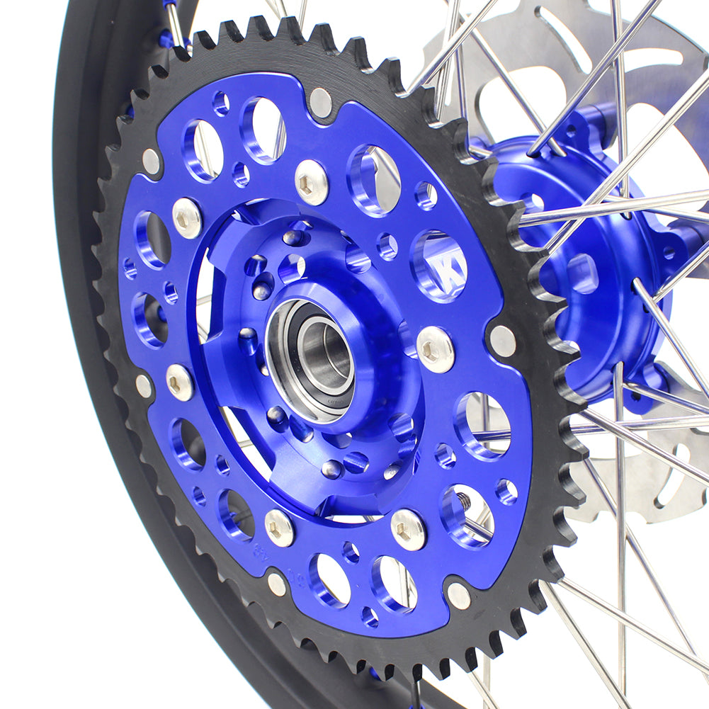 KKE 1.6*21 2.15*18 Enduro Wheels Set for SUZUKI DRZ400 00-04 DRZ400E 00-07 DRZ400S 00-18 Blue Nipple Black Spoke - KKE Racing