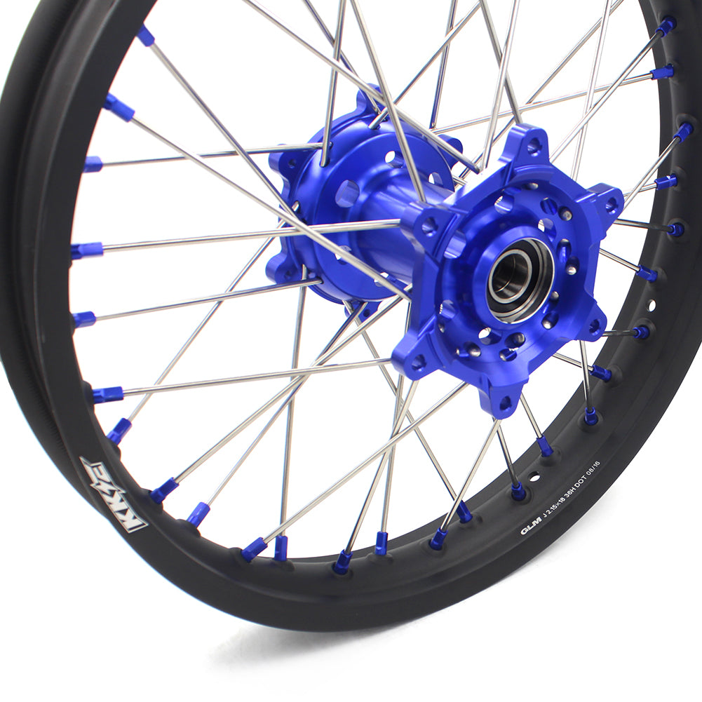 KKE 21 & 18 Inch Enduro Wheels Set for SUZUKI DRZ400SM 2005-2018 Blue Nipple Complete Rims - KKE Racing