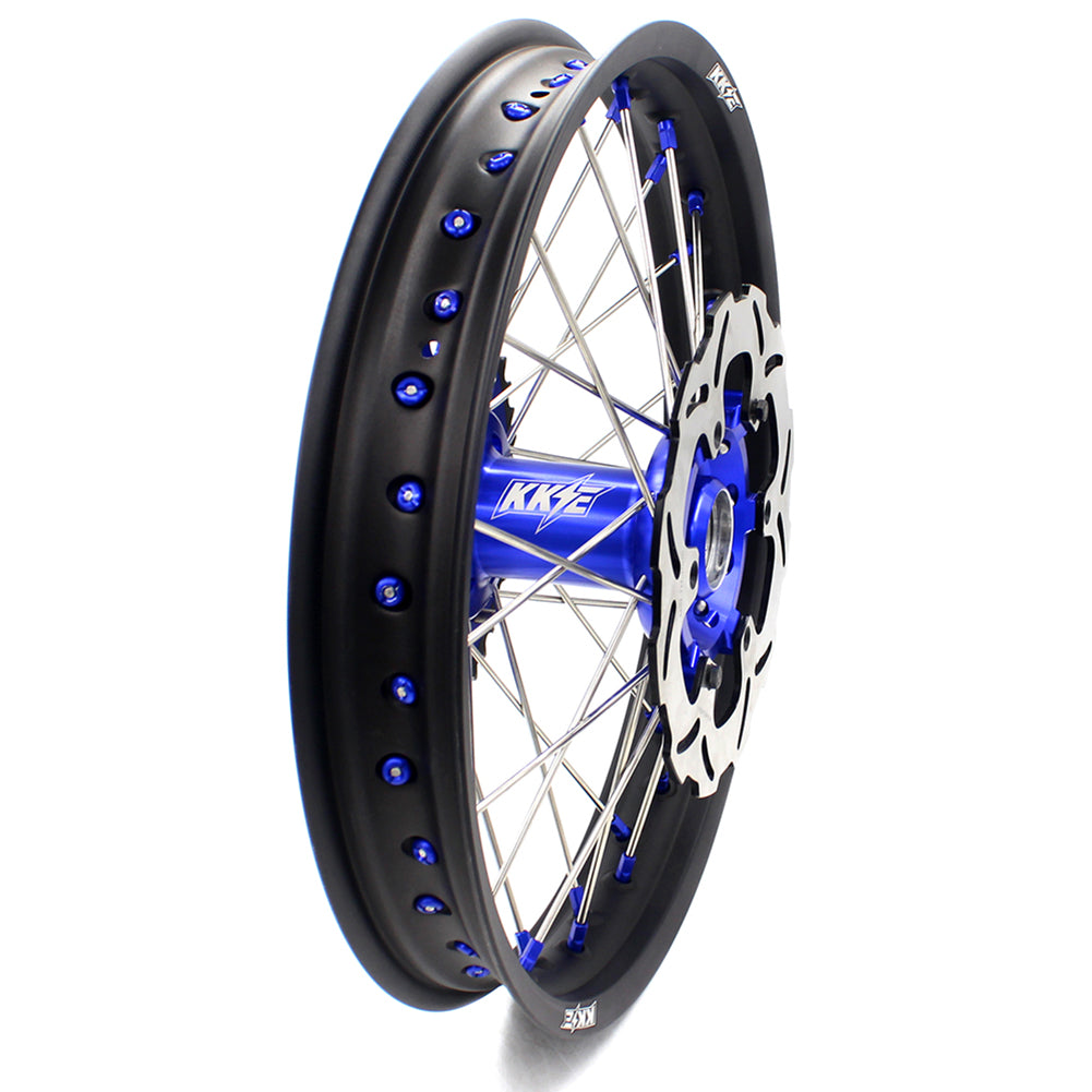 KKE 1.6*21 2.15*18 Enduro Wheels Set for SUZUKI DRZ400 00-04 DRZ400E 00-07 DRZ400S 00-18 Blue Nipple Black Spoke - KKE Racing