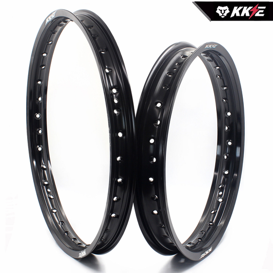 KKE Enduro Black 7050-T6 Aluminum Rims Set Front 1.6*21'' Rear 2.15*18'' 32 hole