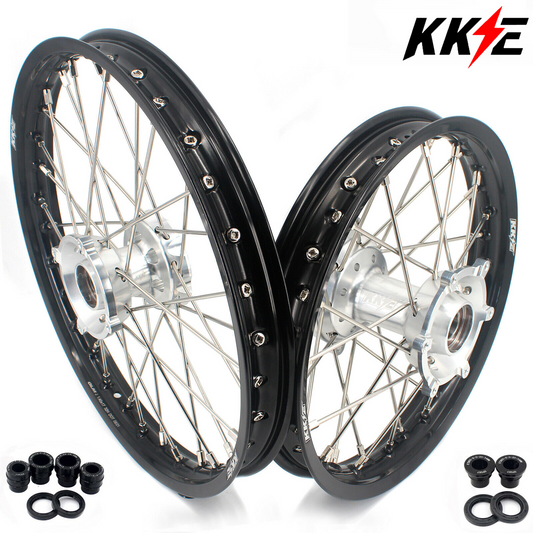 KKE 17"*1.4/14"*1.6 Kids Small Spoked Wheels GLM Rims For KTM SX85 2021-2023 Silver Hub