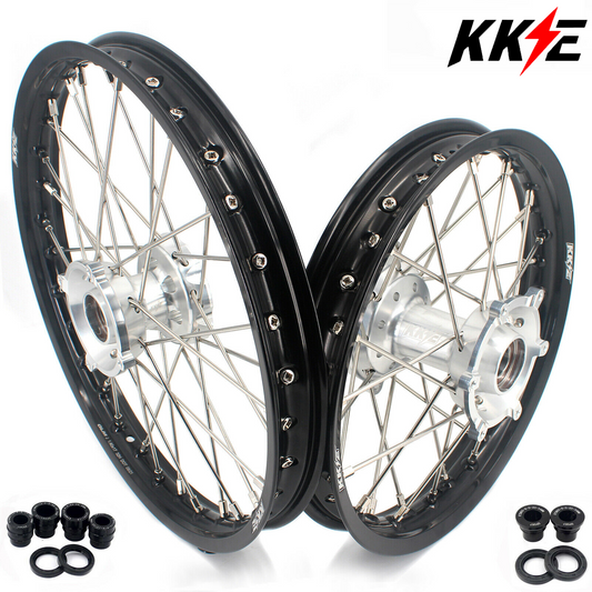 KKE 17"*1.4/14"*1.6 Kids Small Spoked Wheels GLM Rims For KTM SX85 2021-2024 Silver Hub