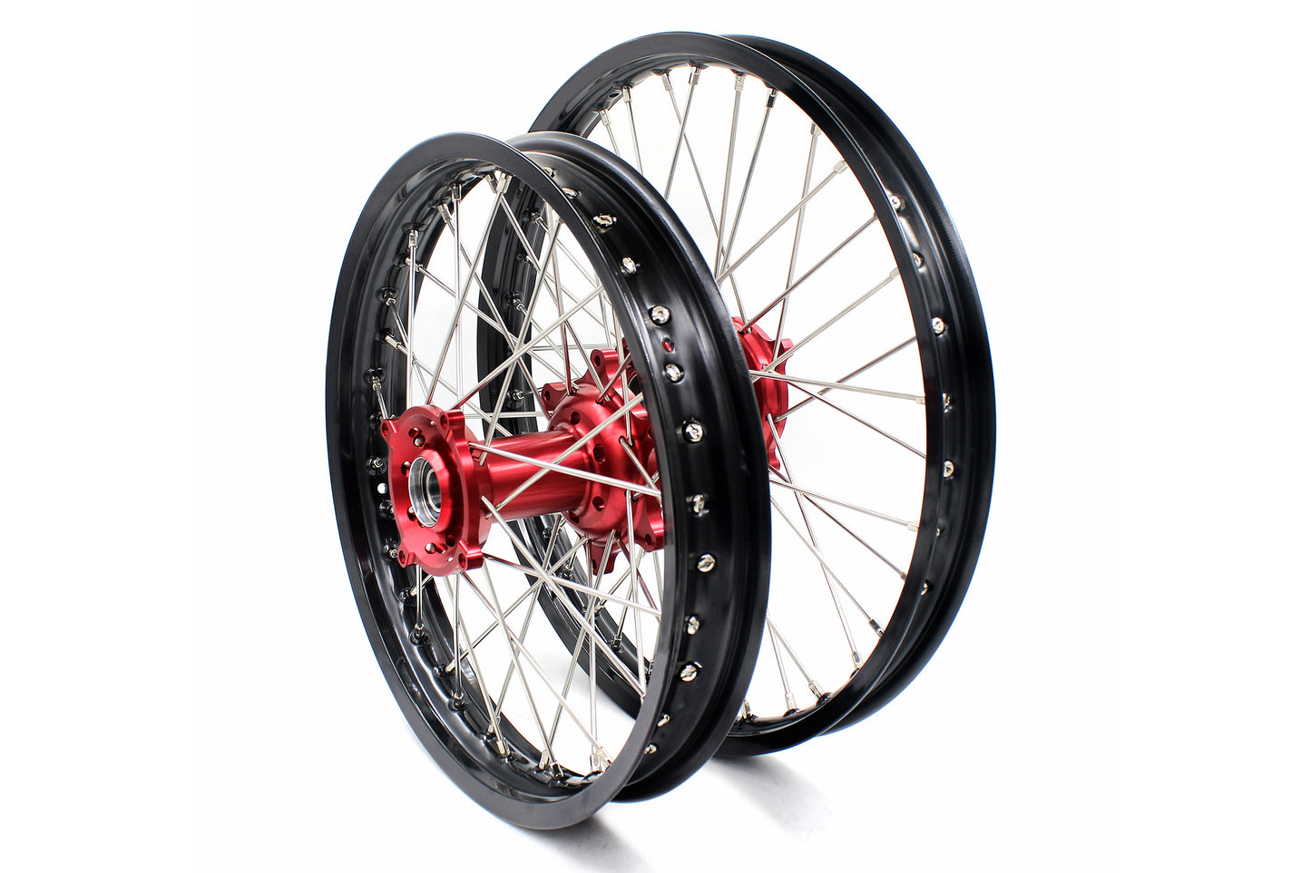 KKE 21 & 18 Enduro Wheels Rims for Husqvarna TE TC FE FC SMR TXC  2000-2013 Red Hubs