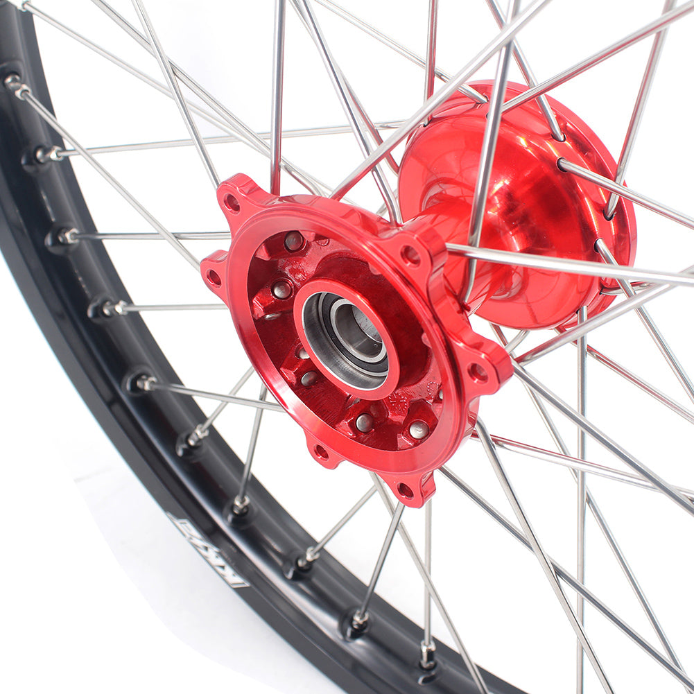 KKE 21 & 18 Casting Enduro Wheels for Honda CRF250R 04-13 CRF450R 02-12 Red