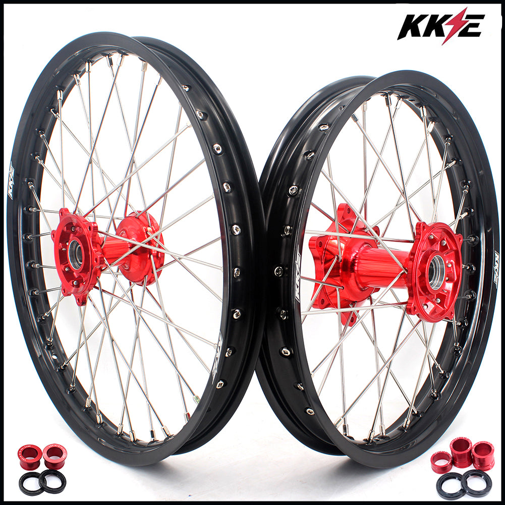 KKE 21 & 18 Casting Enduro Wheels for Honda CRF250R 04-13 CRF450R 02-12 Red