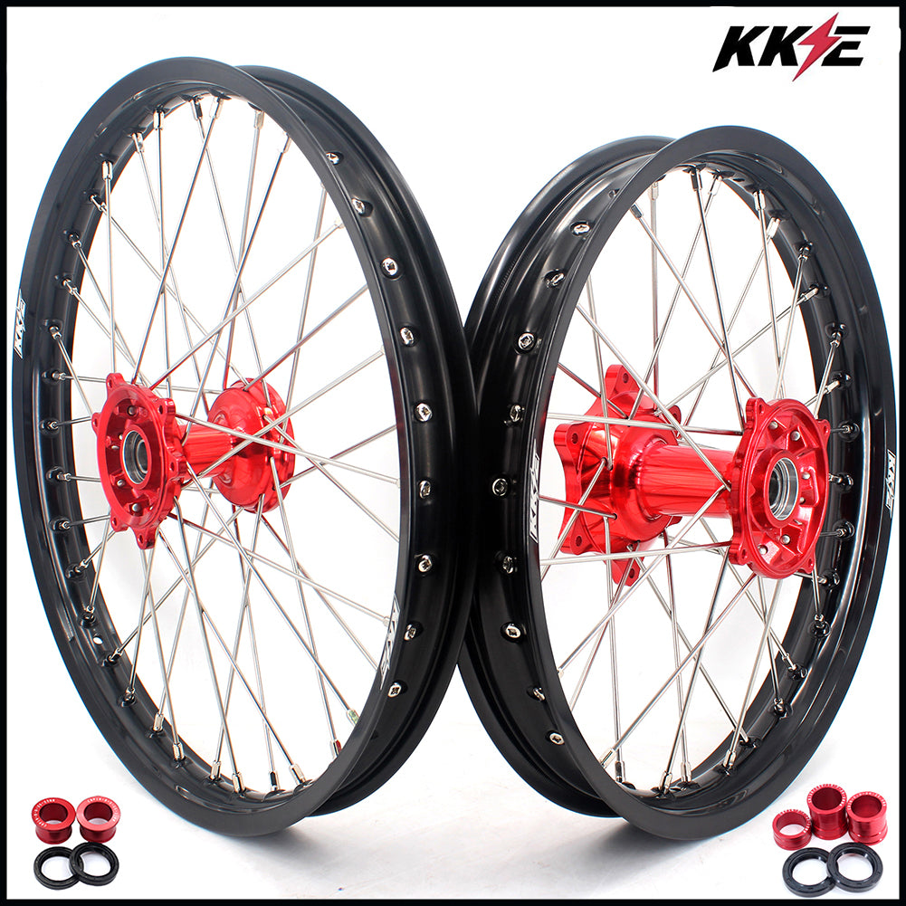 KKE 21 & 19 Casting Wheels for Honda CRF250R 2004-2013 CRF450R 2002-2012 Red