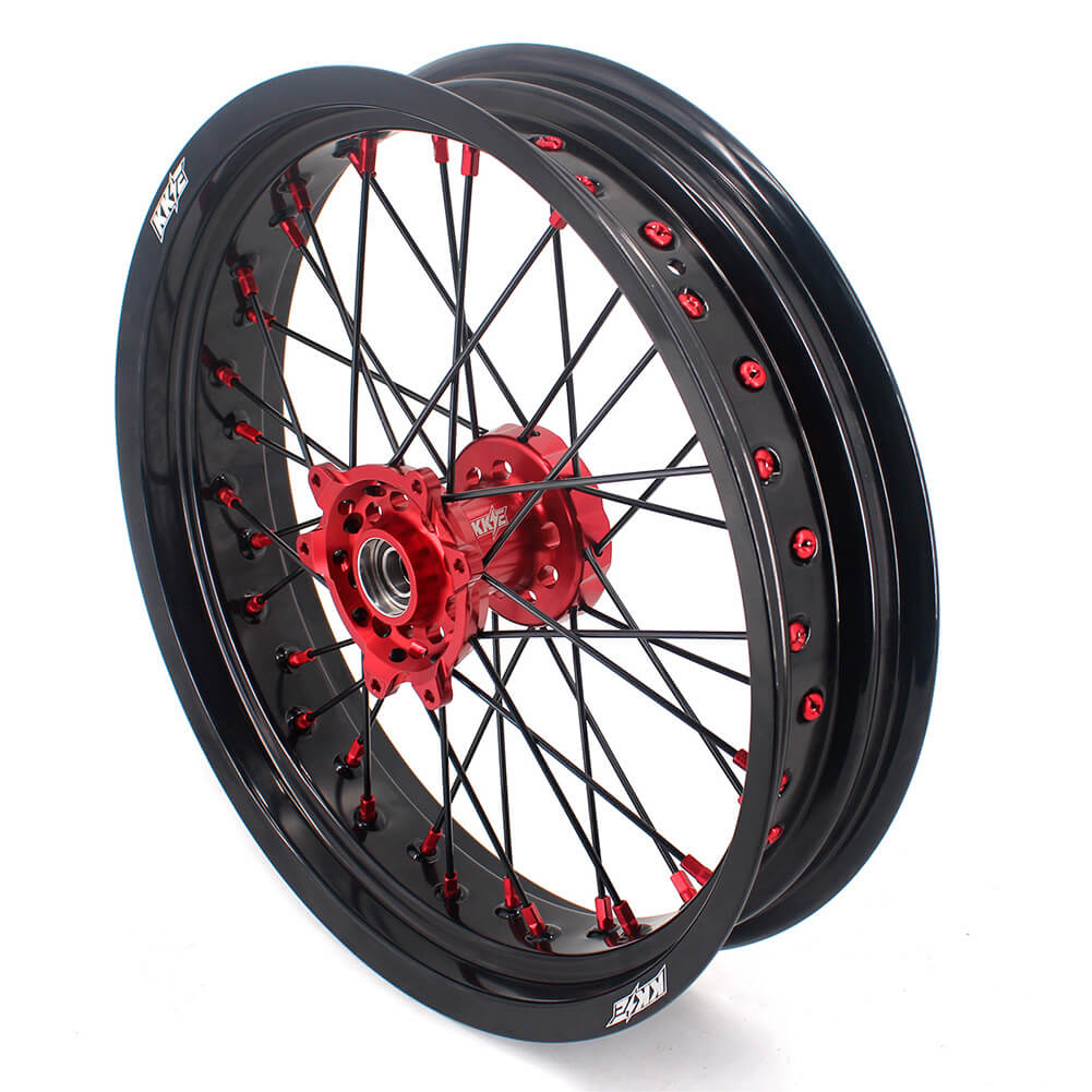 KKE Supermoto Wheels fit HONDA CRF250R 04-13 CRF450R 02-12 Black Spoke