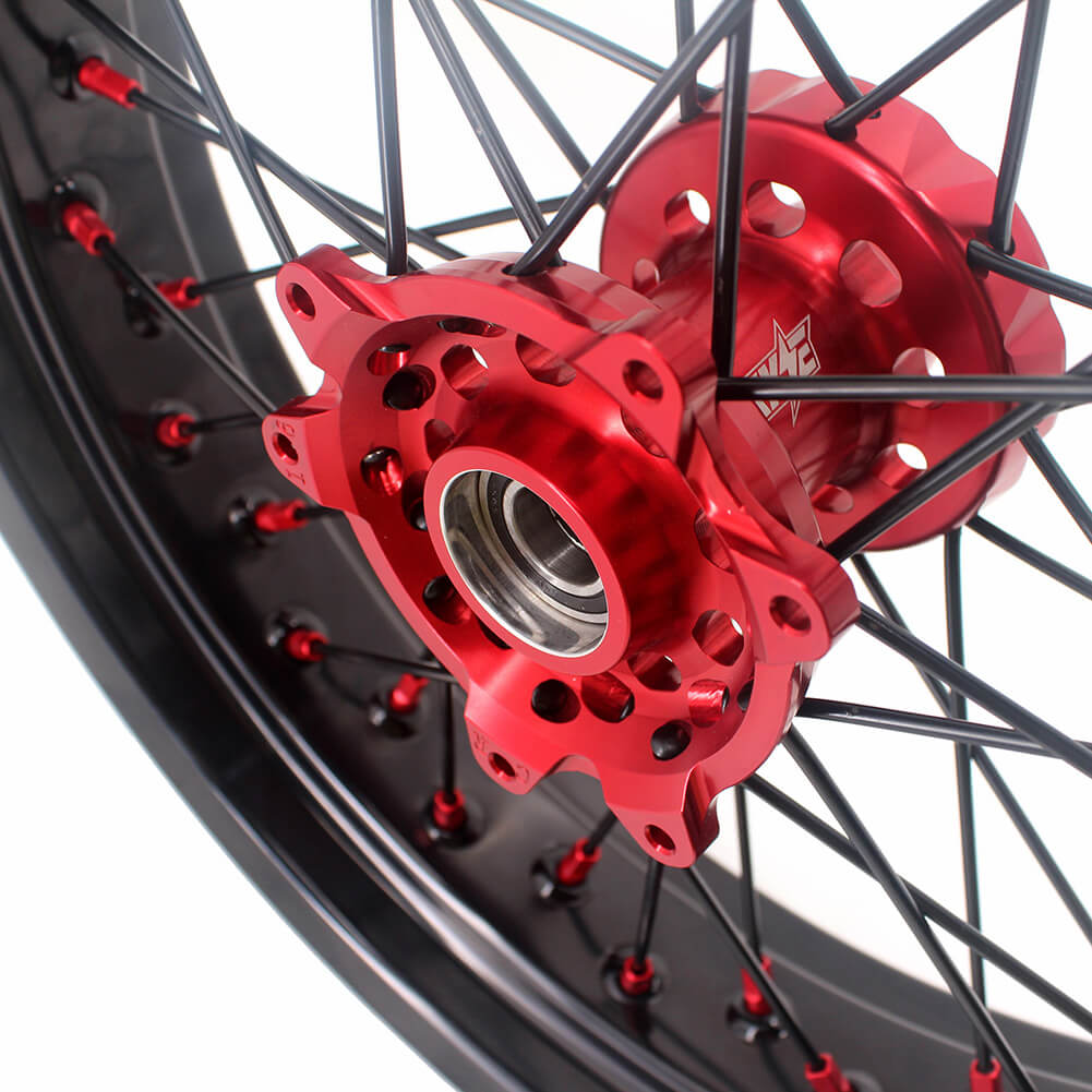 KKE Supermoto Wheels fit HONDA CRF250R 04-13 CRF450R 02-12 Black Spoke
