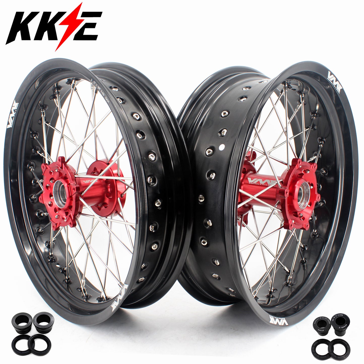 KKE 3.5/4.25*17" CNC Supermoto Wheels Rims Set For Gas Gas EC 250/300 2004-2017
