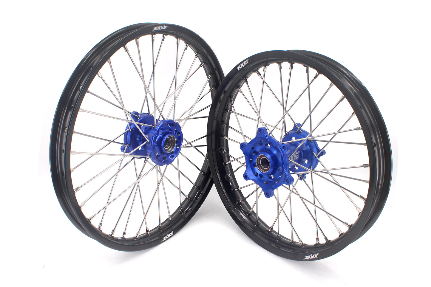 KKE 21 & 18 Enduro Wheels For KAWASAKI KX450F 2019 2020 2021 Blue Hubs Black Rim