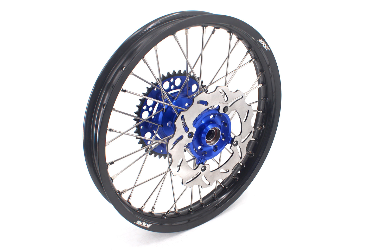 KKE 21/19 CNC Mx Wheels For KAWASAKI KX125 KX250 2003 2004 2005 Blue Hub Discs