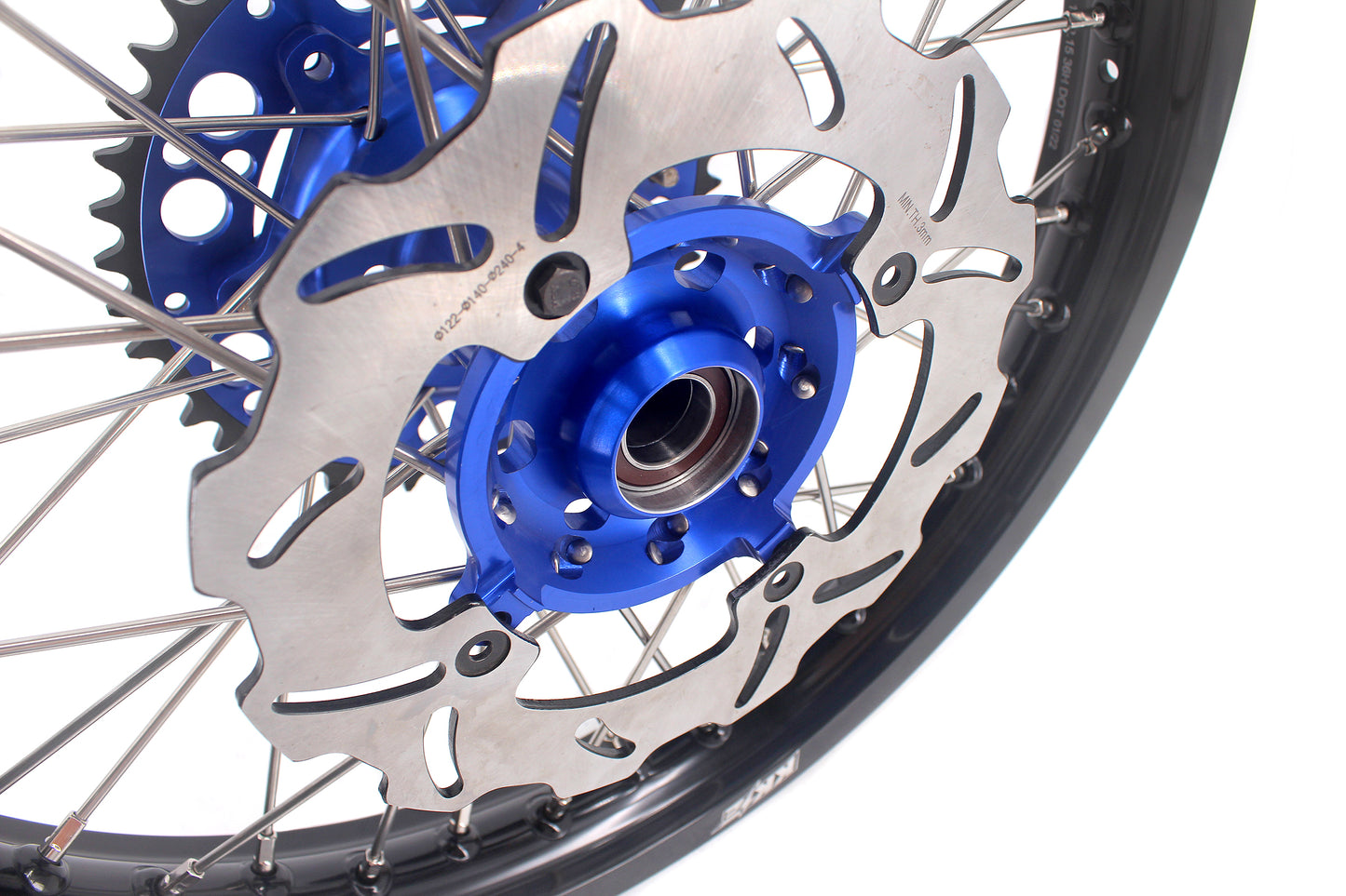 KKE 21/19 CNC Mx Wheels For KAWASAKI KX125 KX250 2003 2004 2005 Blue Hub Discs