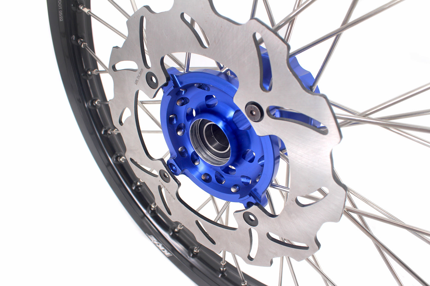 KKE 21/19 CNC Mx Wheels For KAWASAKI KX125 KX250 2003 2004 2005 Blue Hub Discs