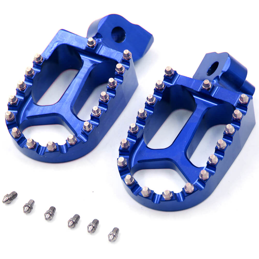 KKE BLUE BLACK SILVER BILLET CNC FOOTPEGS FOR YAMAHA YZ85 YZ125 YZ250 YZ426F YZ450F WR250F WR450F - KKE Racing