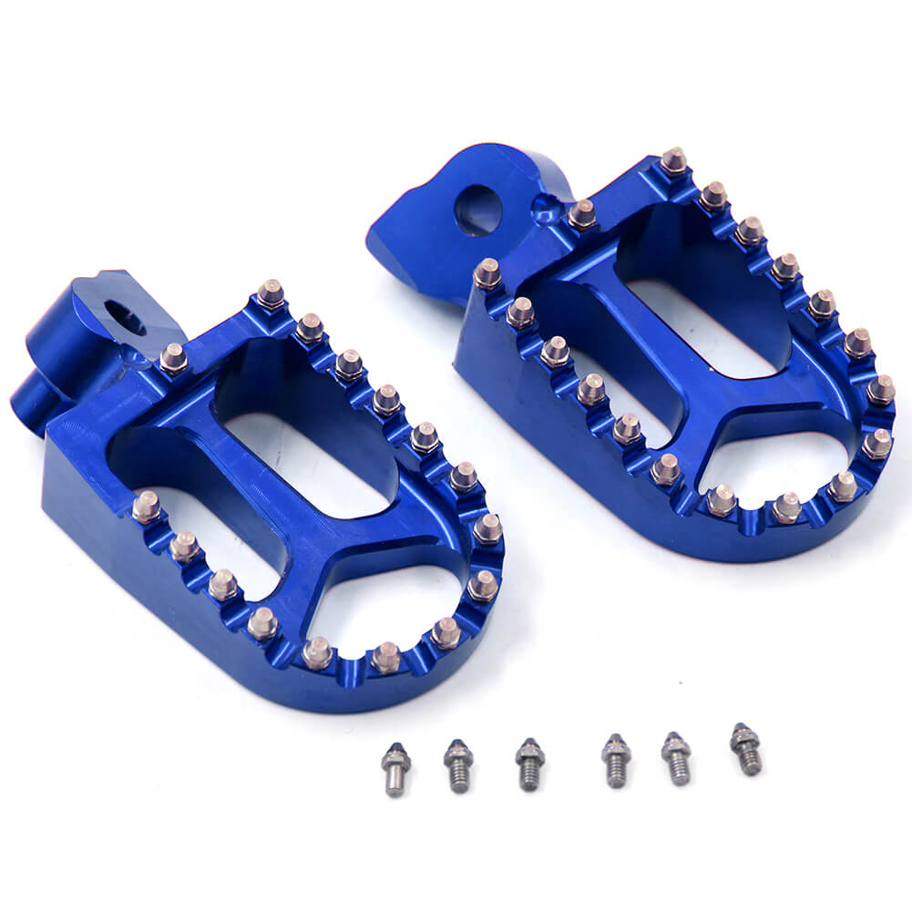 KKE BLUE BLACK SILVER BILLET CNC FOOTPEGS FOR YAMAHA YZ85 YZ125 YZ250 YZ426F YZ450F WR250F WR450F - KKE Racing