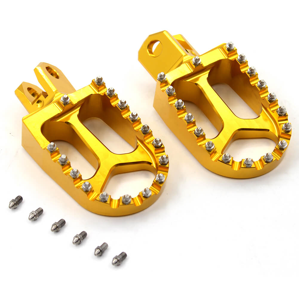 KKE CNC BILLET FOOTPEGS FOOT PEDALS RESTS FOR SUZUKI DRZ400 00-04 DRZ400E 00-07 DRZ400S 00-19 DRZ400SM 05-09 13-19 BLUE GOLD - KKE Racing