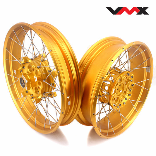 VMX 19inch & 17inch Tubeless Spoked Wheels For BMW R1200GS 2013-2020 Gold Hub & Rim