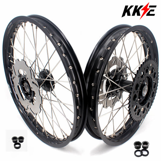 KKE 21 & 19 Casting MX Rims for Honda XR400R 96-04 XR600R 91-2000 240MM/220MM Disc Black&Black