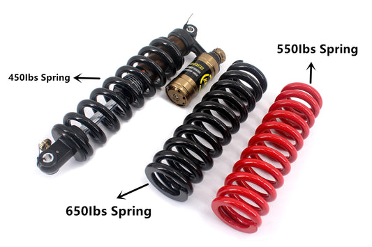 KKE Dirtbike Downhill Bicycle Metal Rear Suspension assembled with 450Ibs Spring Match Extra Spring Shock 550Lbs and 650Lbs