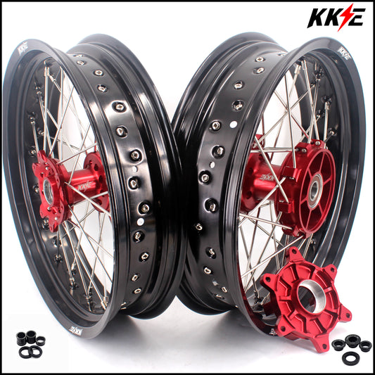 KKE 3.5 & 4.25 Cush Drive Supermoto Rims for HONDA CRF250R/450R 2002-2012 Red&Black