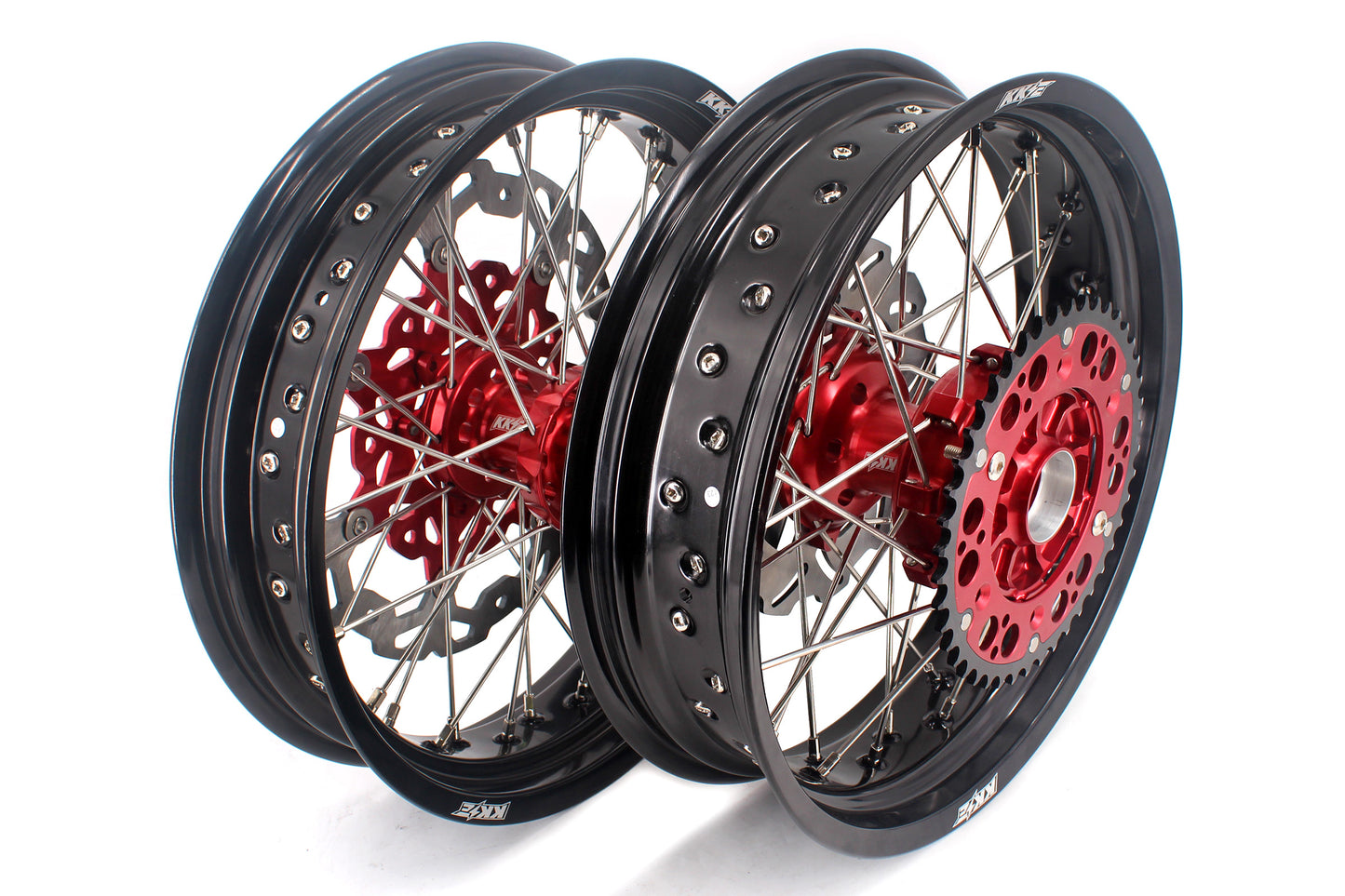 KKE 3.5 & 5.0 Cush Drive Supermoto Rims For HONDA XR650L 1993-2020 Red&Black