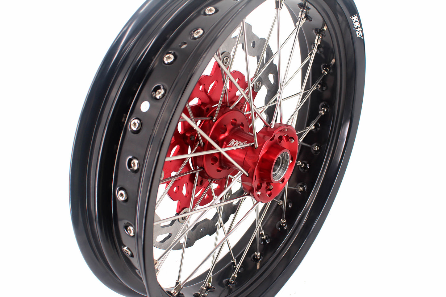 KKE 3.5 & 4.25 Cush Drive Supermoto Rims for HONDA CRF250R/450R 2002-2012 Red&Black With Disc&Sprocket