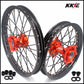 KKE 17 & 14 Small Kids Wheels Rims for KTM 85 SX 2021-2023 Orange Hub Black Spoke