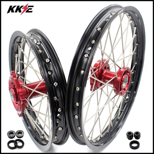 KKE 17 & 14 Kids Wheels for Honda CR80R CR80RB 1993-2002 CR85R CR85RB 2003-2008 Red Hub