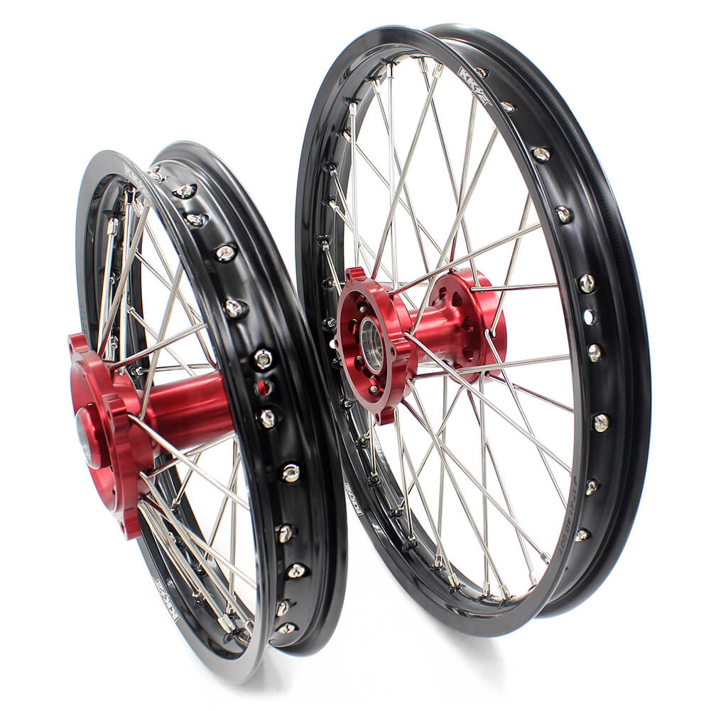KKE 17 & 14 Kids Wheels for Honda CR80R CR80RB 1993-2002 CR85R CR85RB 2003-2008 Red Hub