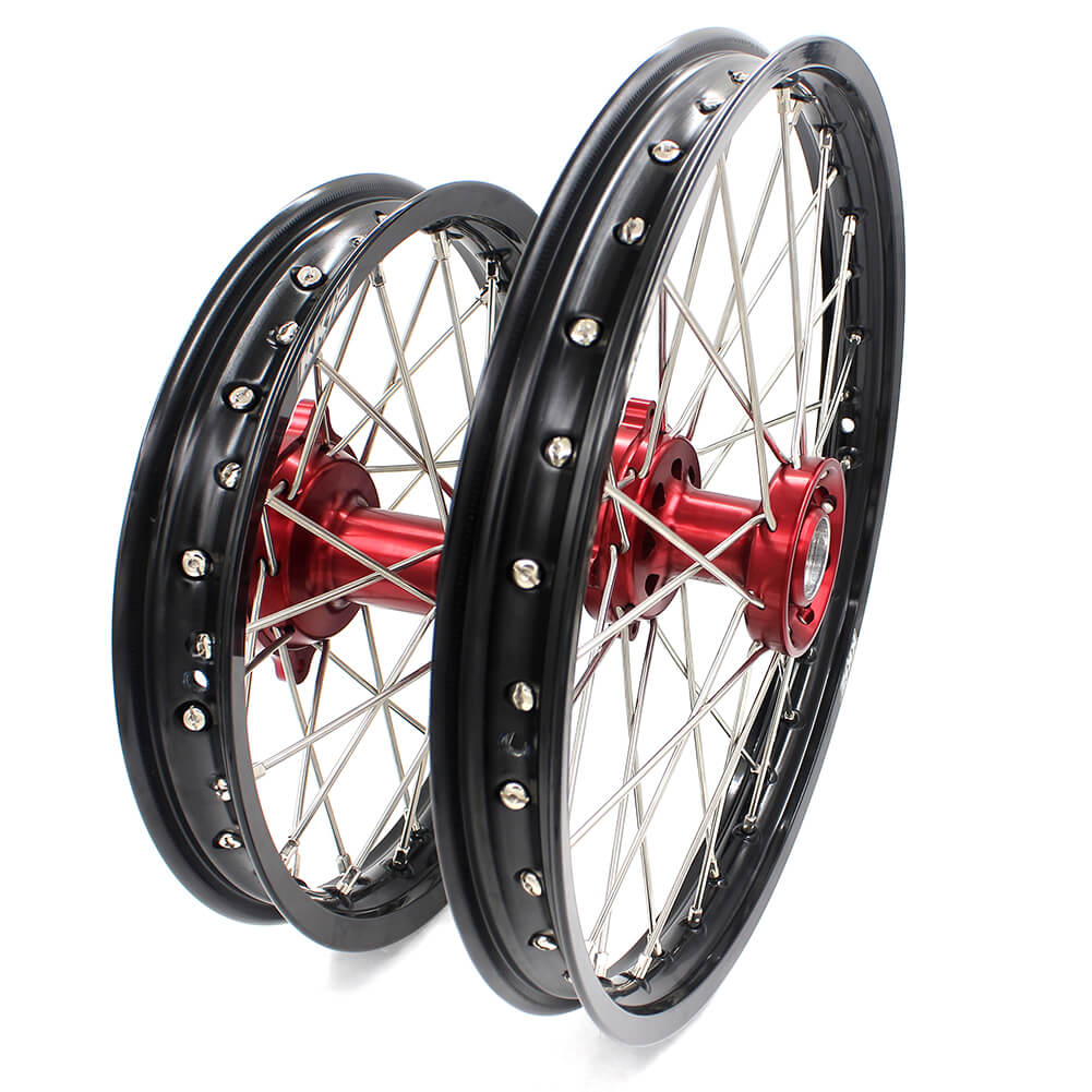 KKE 17 & 14 Kids Wheels for Honda CR80R CR80RB 1993-2002 CR85R CR85RB 2003-2008 Red Hub