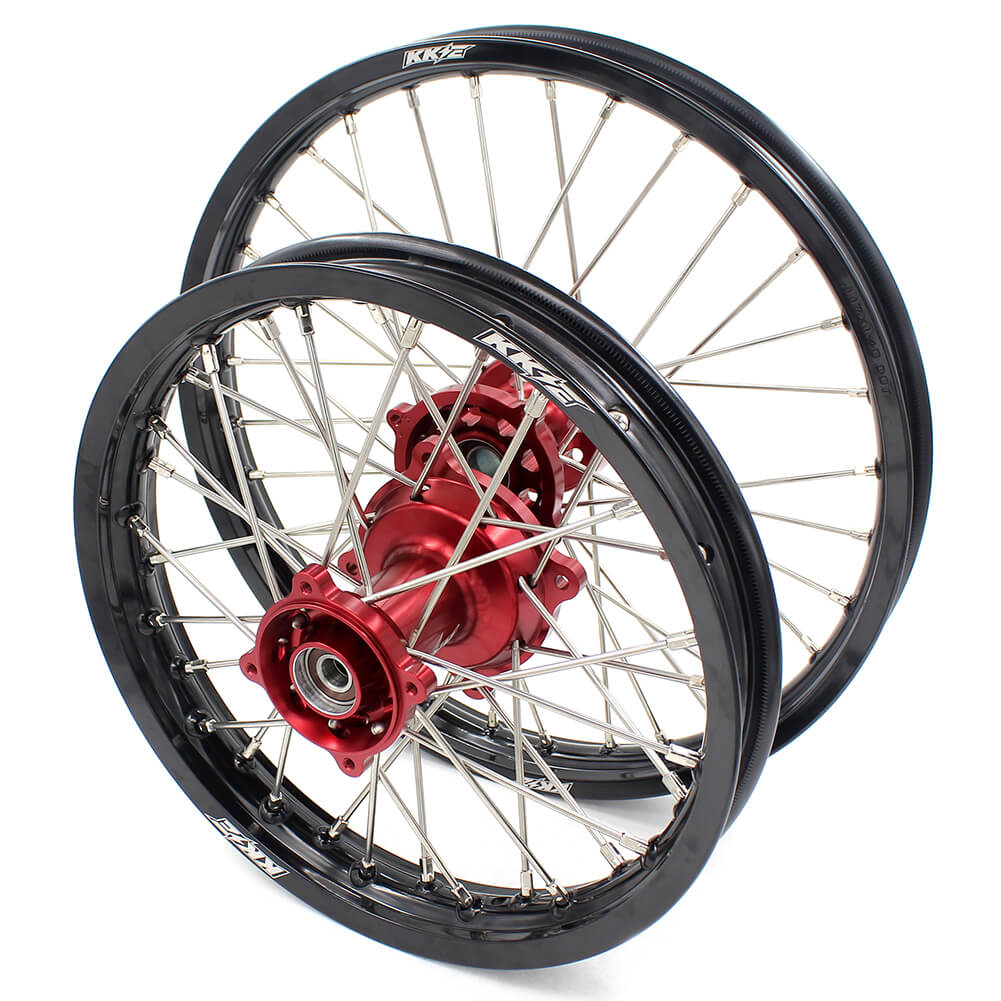 KKE 17 & 14 Kids Wheels for Honda CR80R CR80RB 1993-2002 CR85R CR85RB 2003-2008 Red Hub