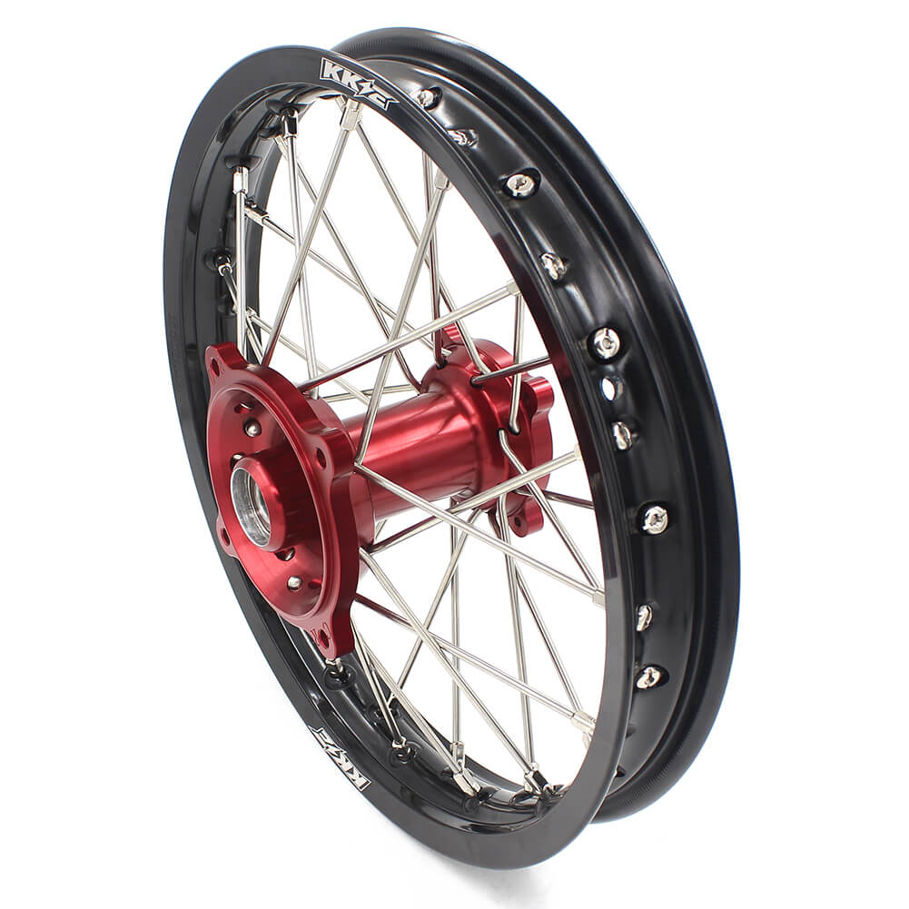KKE 17 & 14 Kids Wheels for Honda CR80R CR80RB 1993-2002 CR85R CR85RB 2003-2008 Red Hub