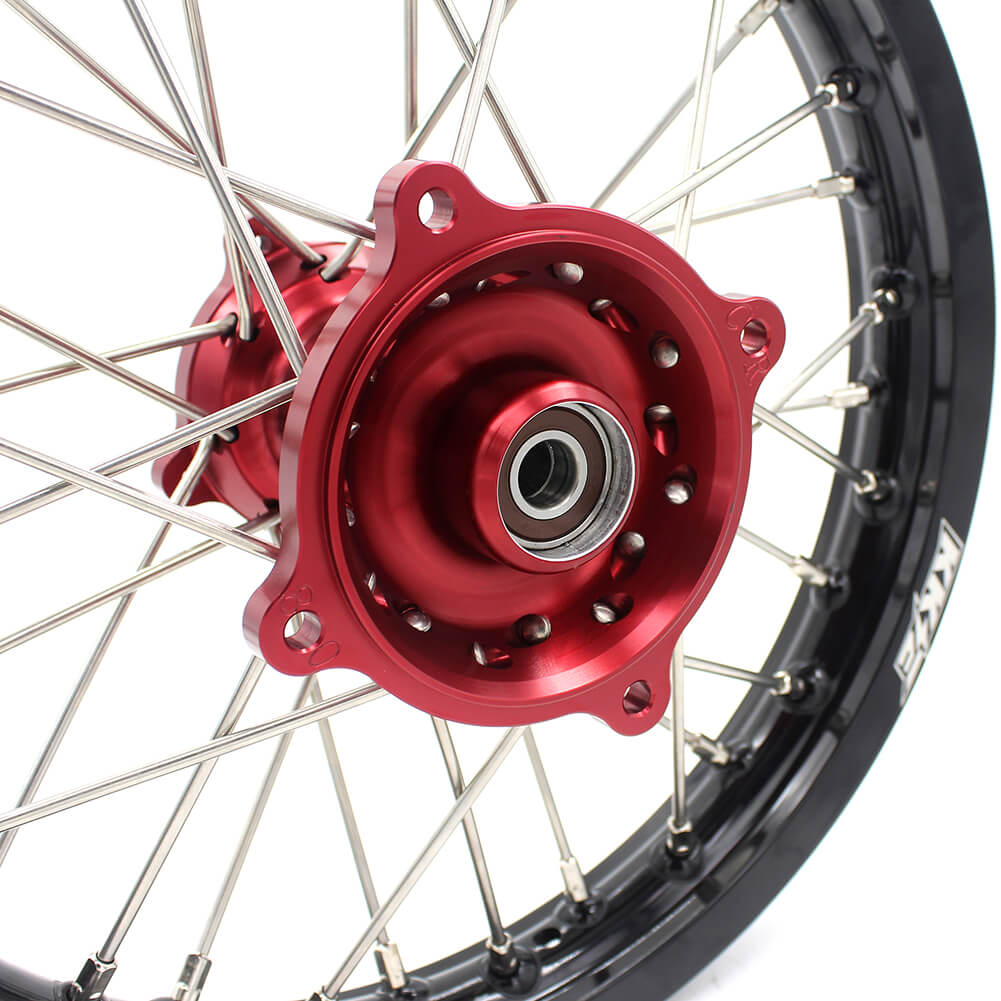 KKE 17 & 14 Kids Wheels for Honda CR80R CR80RB 1993-2002 CR85R CR85RB 2003-2008 Red Hub
