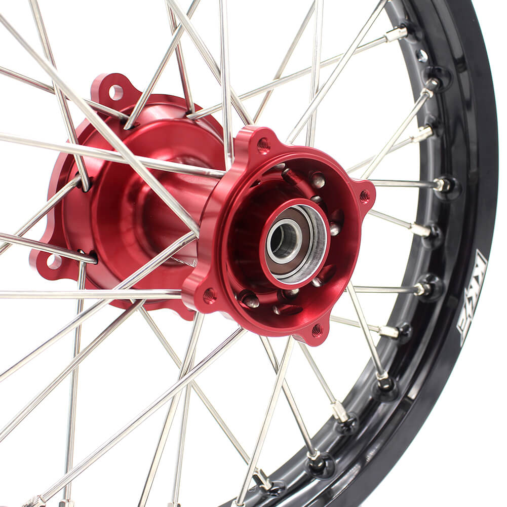 KKE 17 & 14 Kids Wheels for Honda CR80R CR80RB 1993-2002 CR85R CR85RB 2003-2008 Red Hub