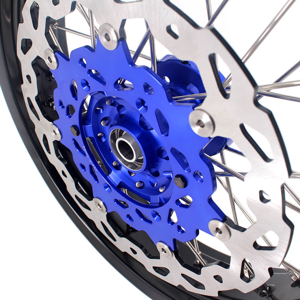 KKE 17 Inch Cush Drive Supermoto Wheels Fit Yamaha WR250F WR450F Blue