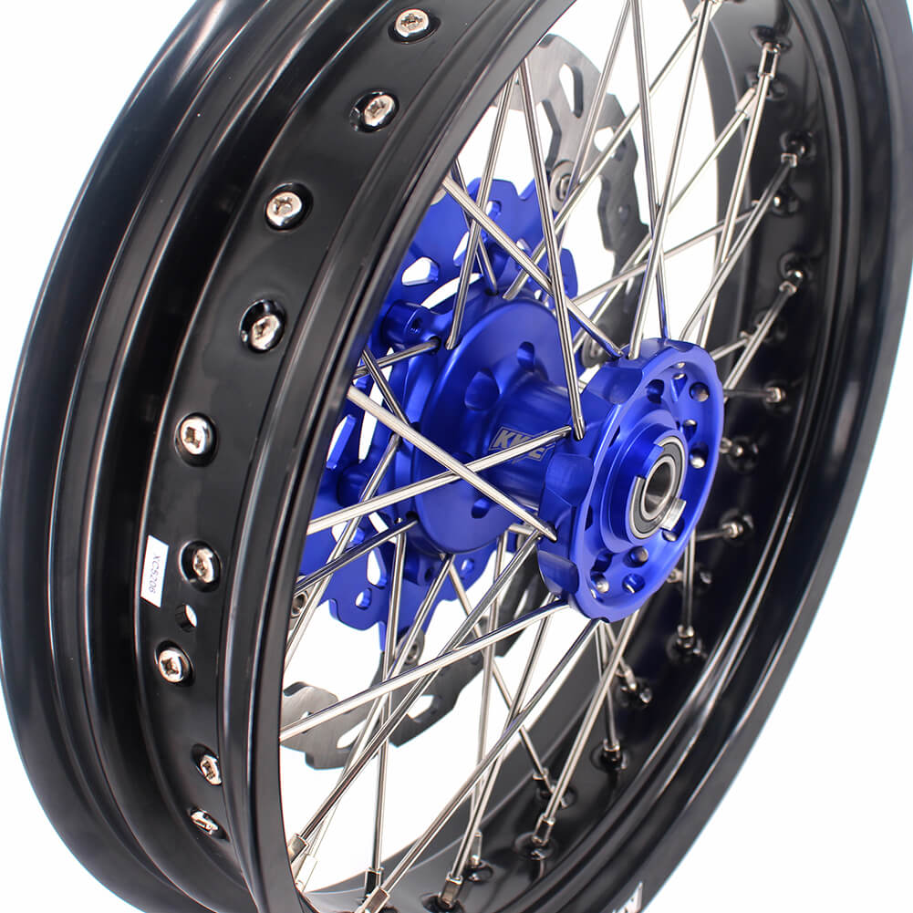 KKE 17 Inch Cush Drive Supermoto Wheels Fit Yamaha WR250F WR450F Blue