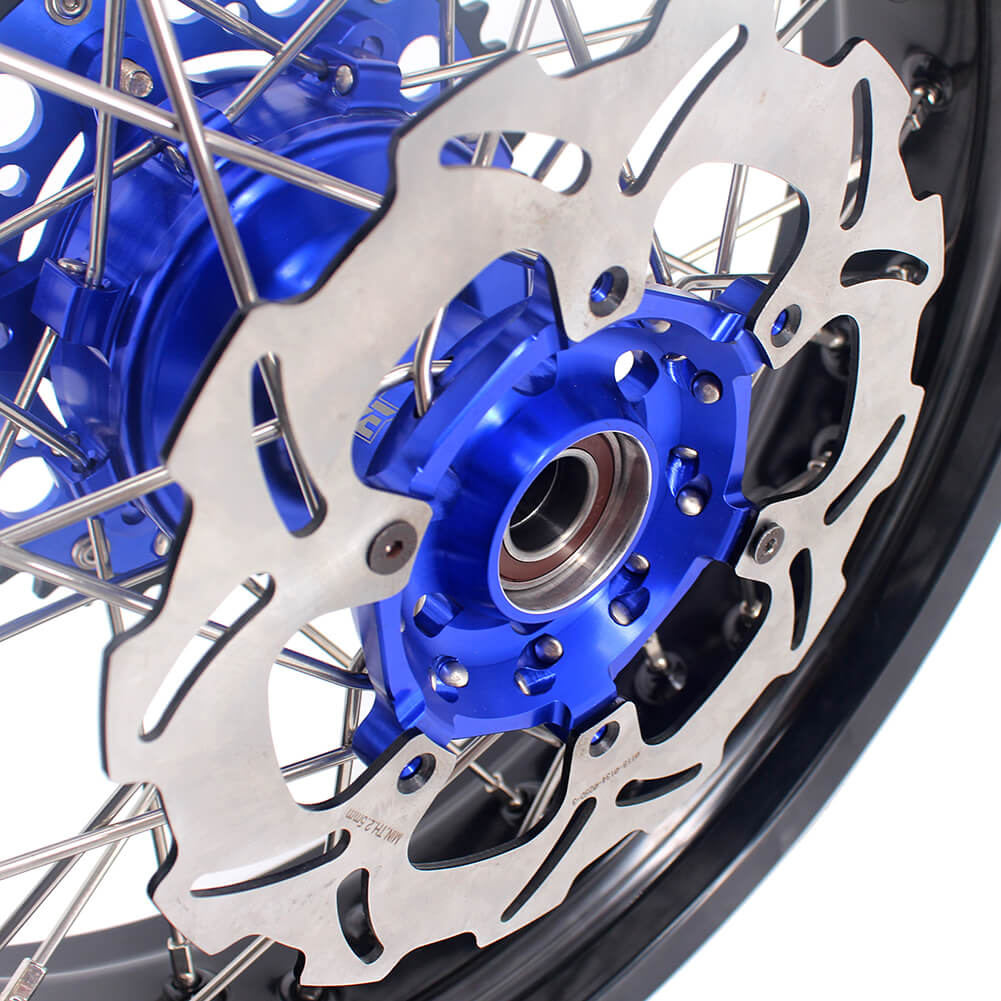 KKE 17 Inch Cush Drive Supermoto Wheels Fit Yamaha WR250F WR450F Blue