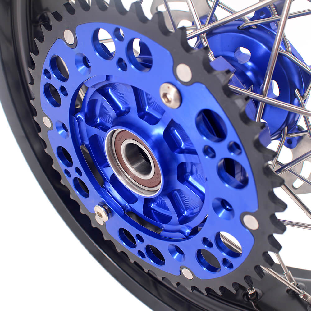 KKE 17 Inch Cush Drive Supermoto Wheels Fit Yamaha WR250F WR450F Blue