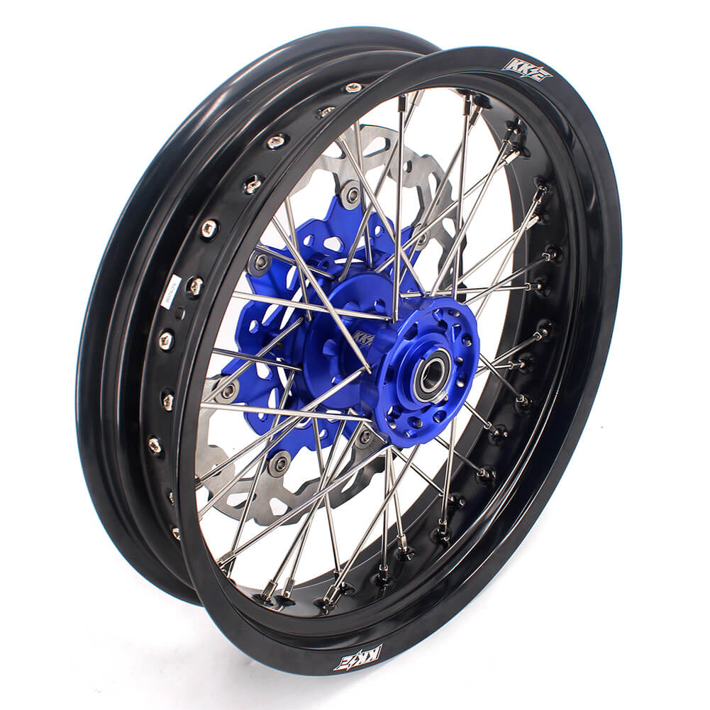 KKE 17 Inch Cush Drive Supermoto Wheels Fit Yamaha WR250F WR450F Blue