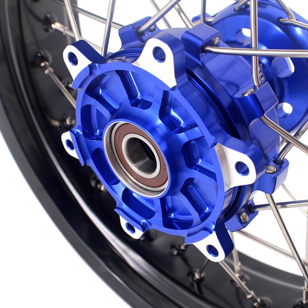 KKE 17 Inch Cush Drive Supermoto Wheels Fit Yamaha WR250F WR450F Blue