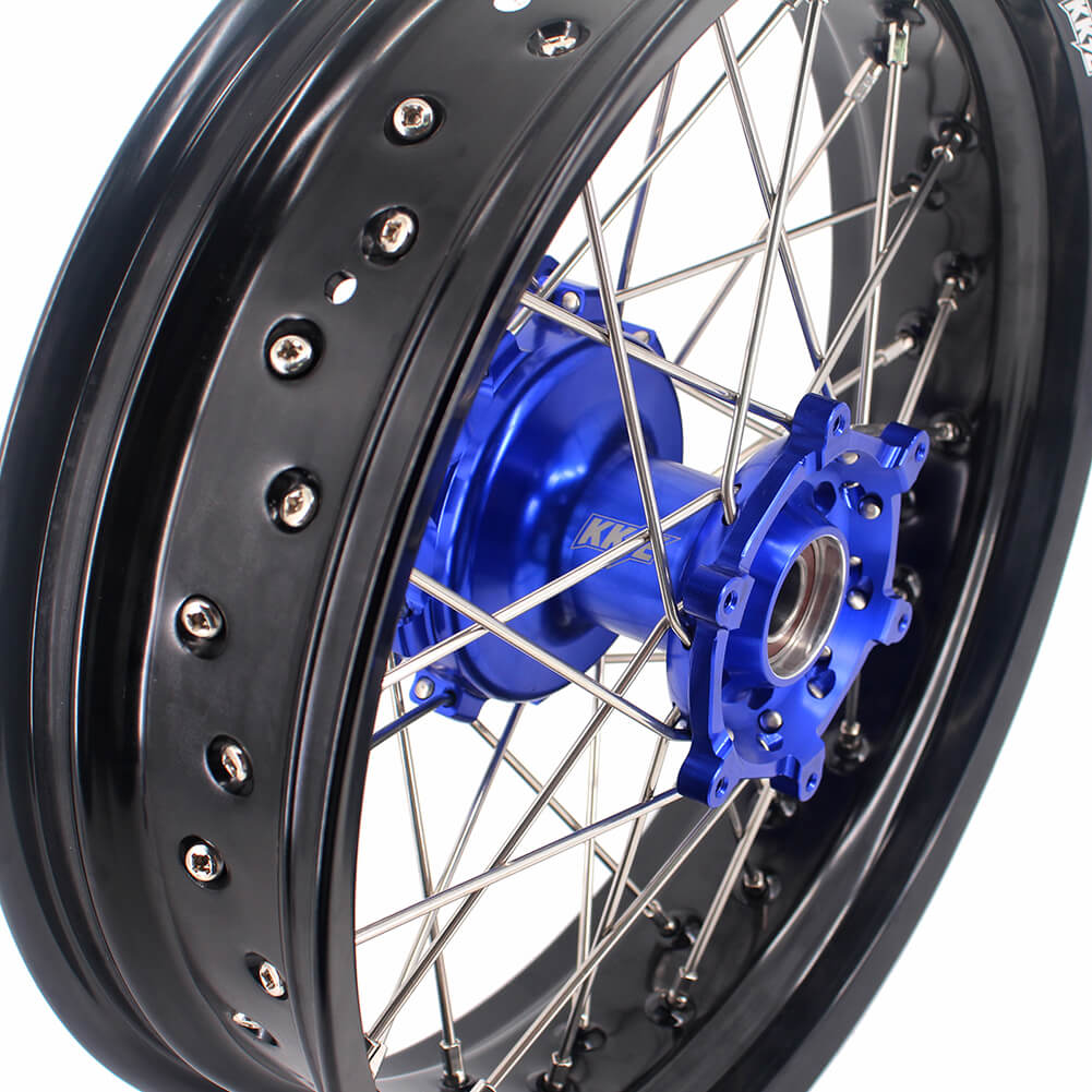 KKE 17 Inch Cush Drive Supermoto Wheels Fit Yamaha WR250F WR450F Blue