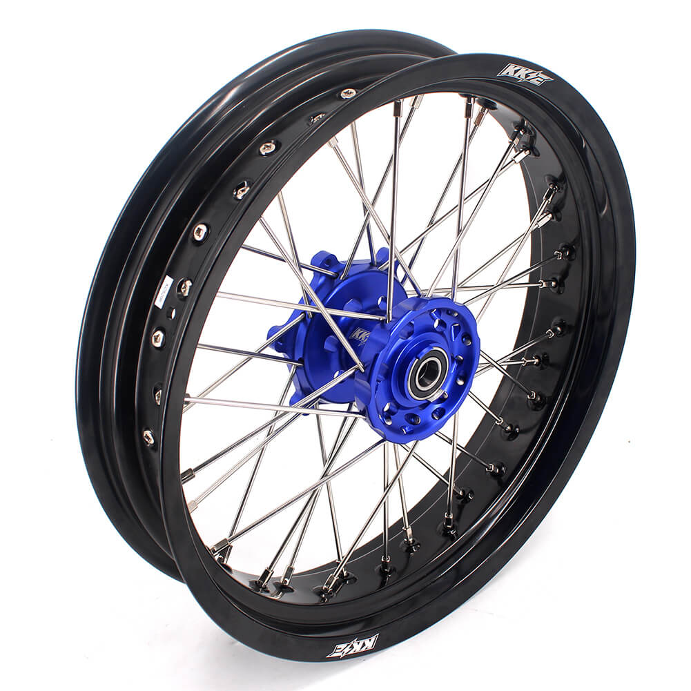 KKE 17 Inch Cush Drive Supermoto Wheels Fit Yamaha WR250F WR450F Blue