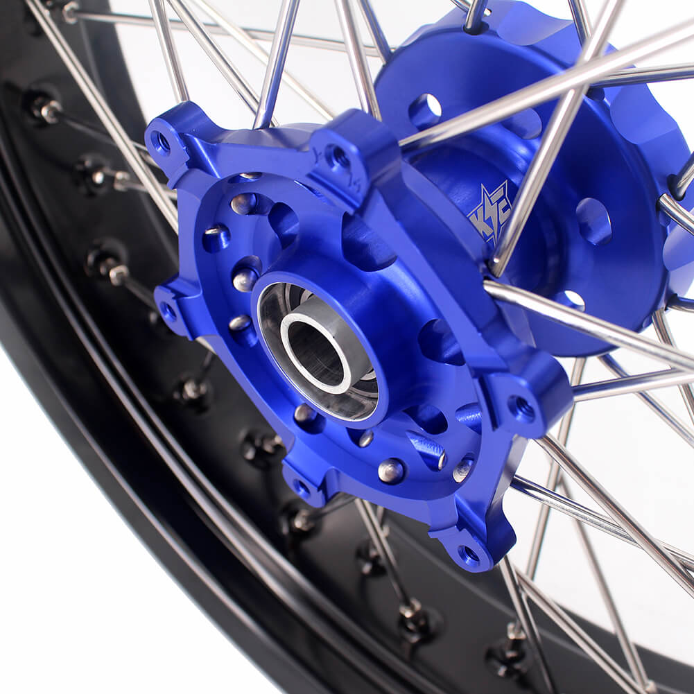 KKE 17 Inch Cush Drive Supermoto Wheels Fit Yamaha WR250F WR450F Blue