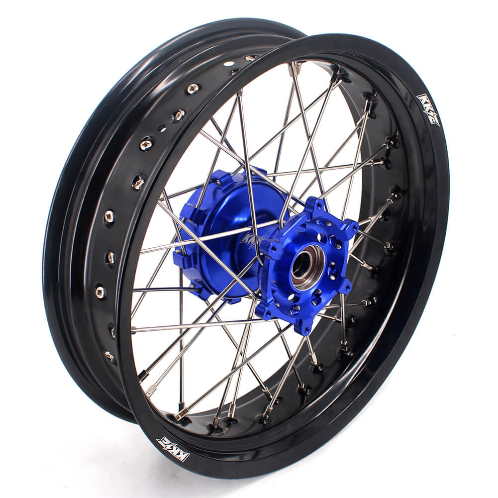 KKE 17 Inch Cush Drive Supermoto Wheels Fit Yamaha WR250F WR450F Blue